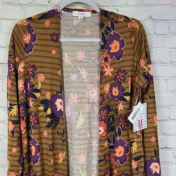 LuLaRoe NWT Sarah Cardigan Copper Floral Knit Long Duster Sweater Jacket M 10/12 - Picture 3 of 11